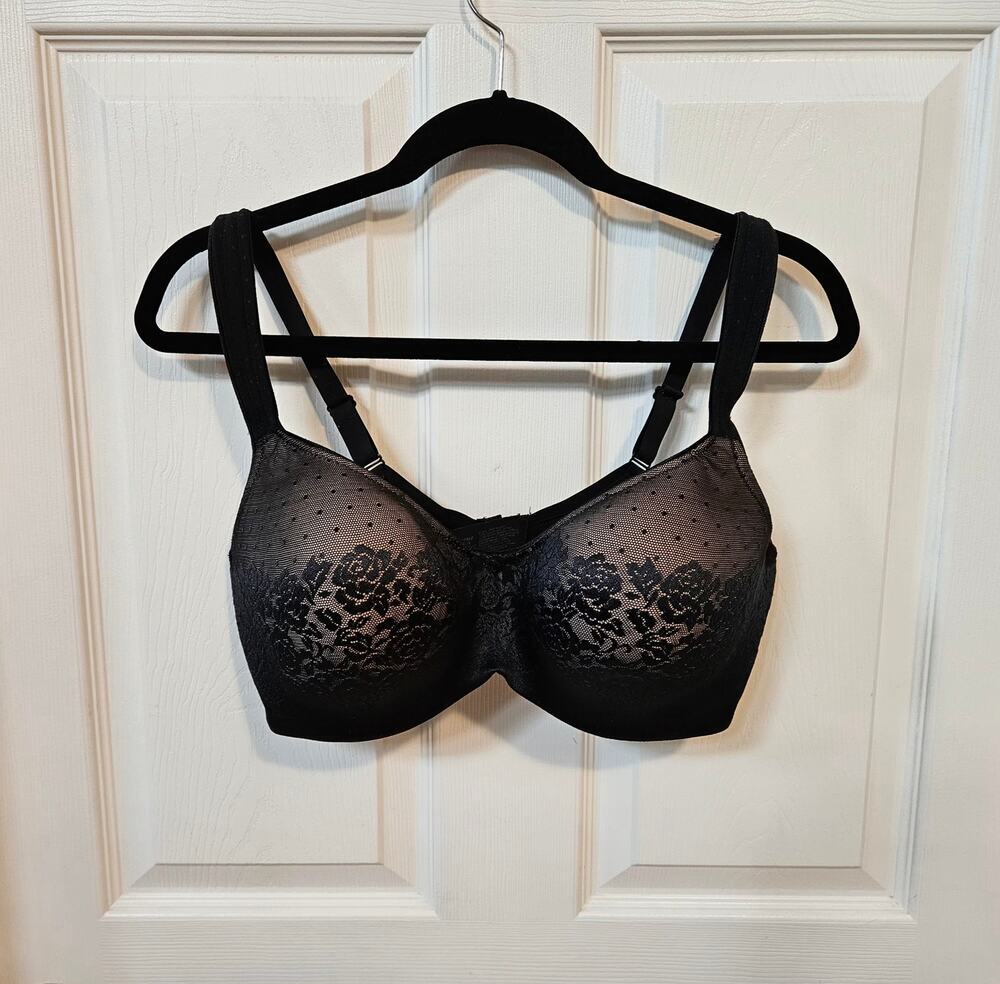 Soma Stunning Support Balconet Bra Black Lace Mesh 34DDD Underwire EUC